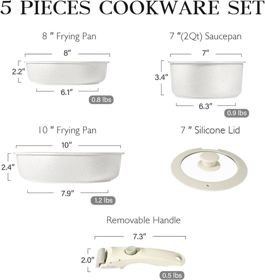 GiPP 5Pcs Pots and Pans Set Non Stick, Cookware Sets Nonstick