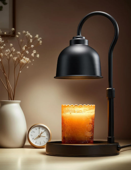 Electric Candle Warmer Lamp with Timer, Dimmable Candle Warmer, Adjustable Candle Heater Wax Warmer Lamp with 2 Bulbs, Scented Jar Candle Melter Lamp for Home Decor