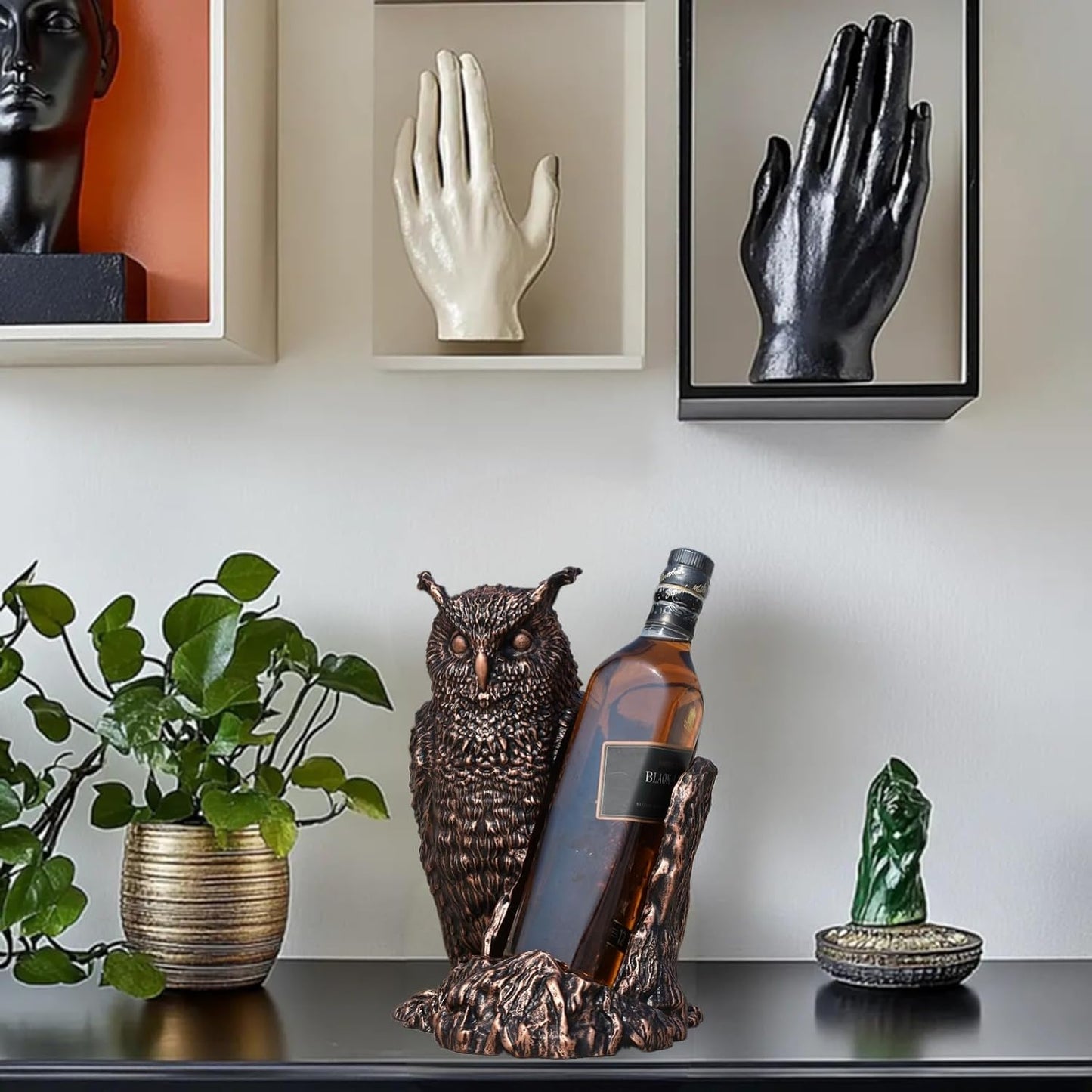Resin Owl Home Decor Wine Rack, Standard Wine Bottle Holder for Kitchen Decor, for Table
