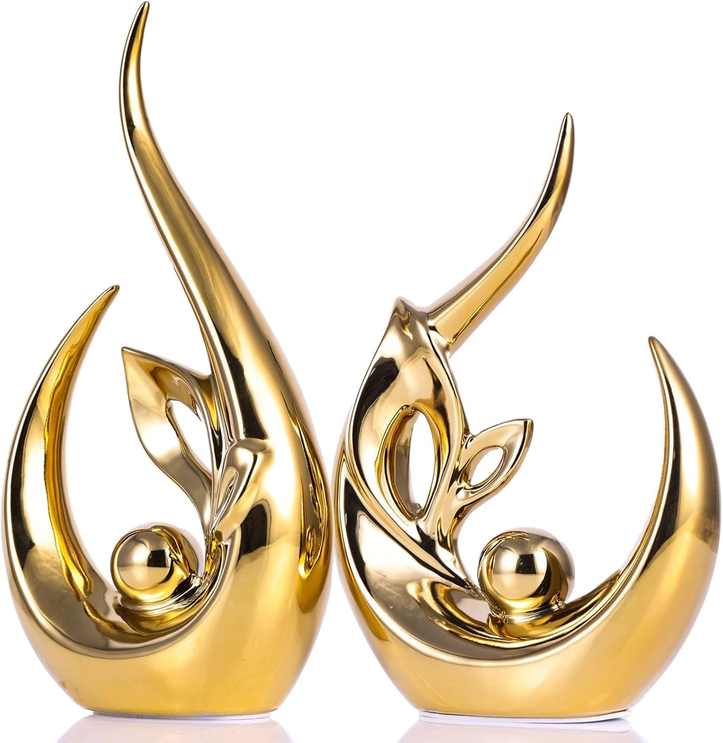 Glossy Gold Ceramic Statues for Home Décor Accents,Abstract Art Mid Century Modern Decor