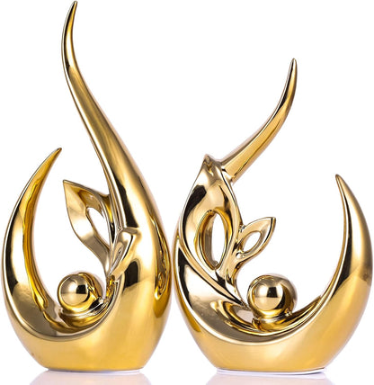 Glossy Gold Ceramic Statues for Home Décor Accents,Abstract Art Mid Century Modern Decor