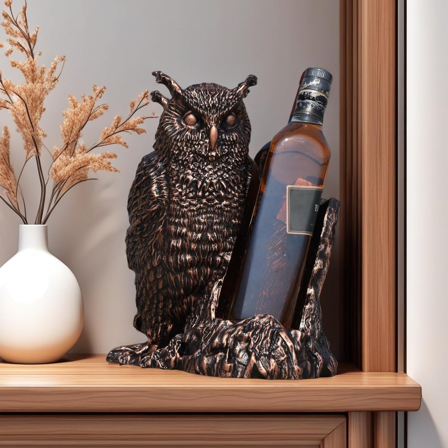 Resin Owl Home Decor Wine Rack, Standard Wine Bottle Holder for Kitchen Decor, for Table