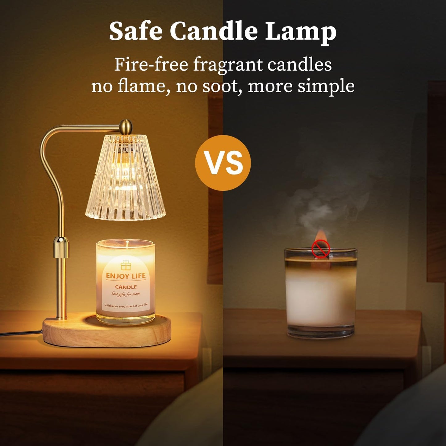 Candle Warmer Lamp with Timer Dimmer Adjustable Height for New Home Bedroom