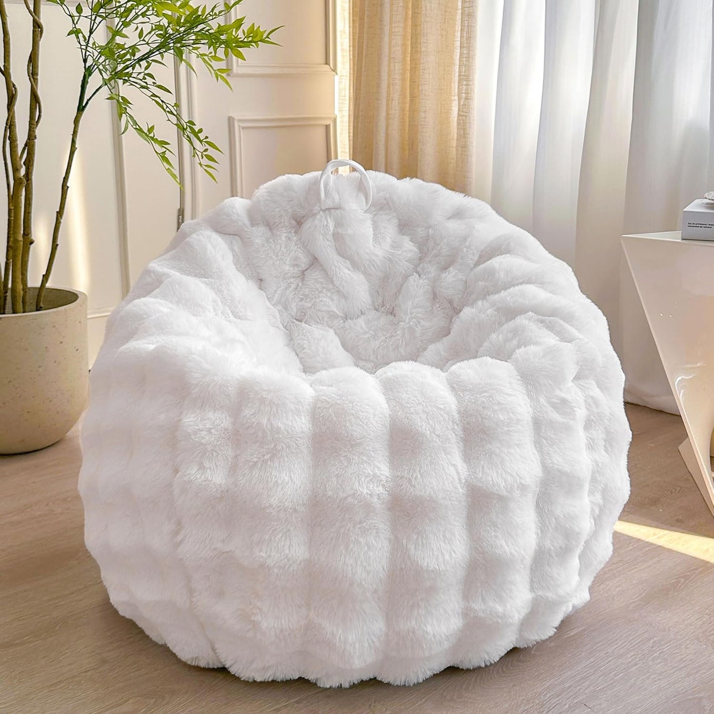 Kids Fluffy Faux Rabbit Fur Bean Bag Chair Cover