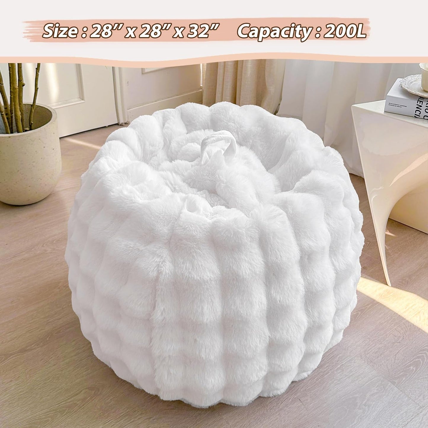Kids Fluffy Faux Rabbit Fur Bean Bag Chair Cover