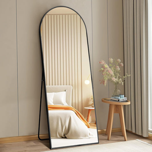 Floor Standing Aluminum Frame for Bedroom Body Hanging Leaning Modern Simple Home Decor Shatter-proorf Nano Glass Wall Living Room Cloakroom Black