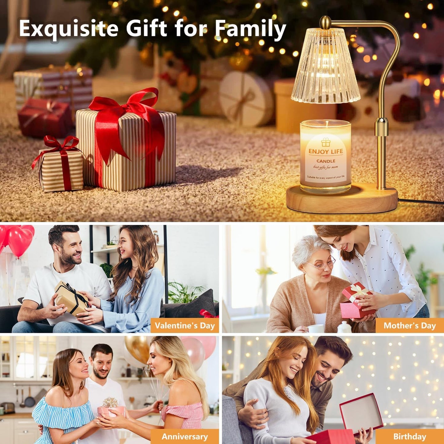 Candle Warmer Lamp with Timer Dimmer Adjustable Height for New Home Bedroom