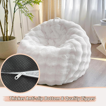 Kids Fluffy Faux Rabbit Fur Bean Bag Chair Cover