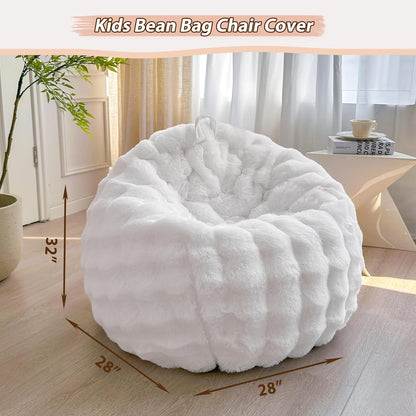 Kids Fluffy Faux Rabbit Fur Bean Bag Chair Cover